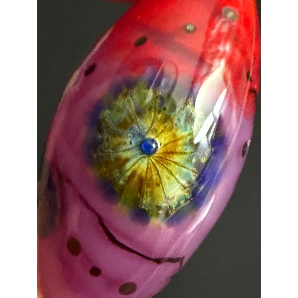 Michael Barley Glass Bead Lampwork Handmade Purple Red